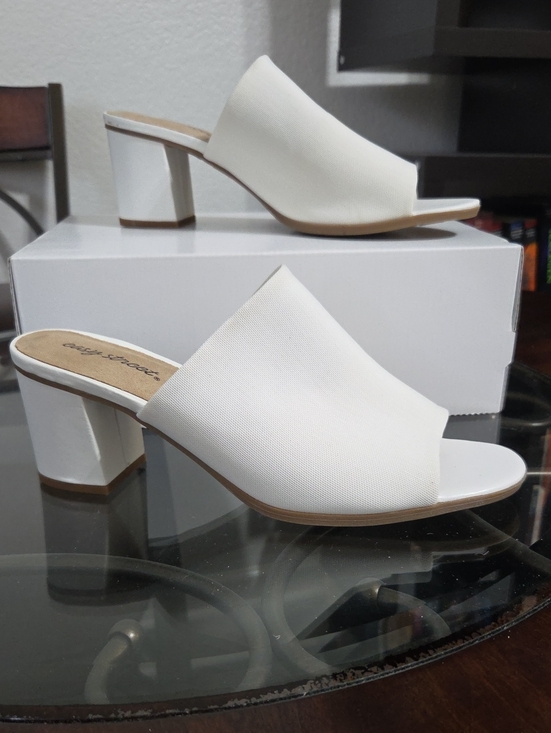 easy street Shoes - easy street White Open-Toe Block Heel Mules